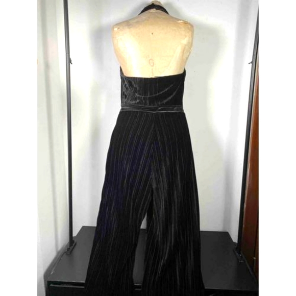 Mango Wide-Legged Black Velvet Jumpsuit - Picture 2 of 3